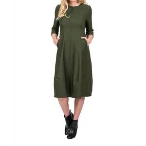 NEW SCAPA three-quarter sleeve midi dress in khaki